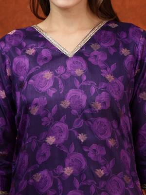 women floral printed kurta with trousers & dupatta 2