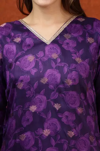 women floral printed kurta with trousers & dupatta
