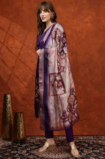 women floral printed kurta with trousers & dupatta