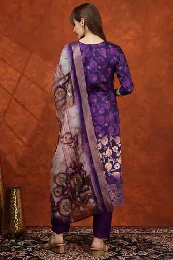 women floral printed kurta with trousers & dupatta