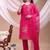 floral embroidered chanderi cotton straight kurta with trousers & dupatta