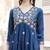embroidered thread work  silk a-line kurta with trousers & dupatta
