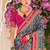 Grey warli zari grey silk blend ethnic printed festive wear saree with matching blouse