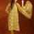 bandhani printed thread work v-neck  cotton kurta with trousers & dupatta