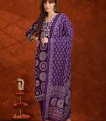 bandhani printed thread work v-neck  cotton kurta with trousers & dupatta
