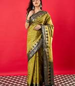 Green woven design zari banarasi saree