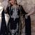 floral embroidered sequinned  silk straight kurta with trousers & dupatta