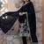 floral embroidered sequinned  silk straight kurta with trousers & dupatta