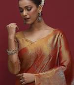 Orange woven design zari banarasi saree
