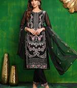 women ethnic motifs embroidered regular thread work kurta with trousers & with dupatta