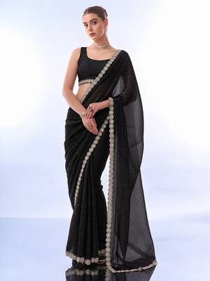 embellished poly satin designer saree 1