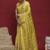 Yellow ethnic motifs linen blend designer banarasi saree