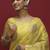 Yellow ethnic motifs linen blend designer banarasi saree