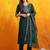 floral embroidered v-neck chanderi cotton straight kurta with trousers & dupatta