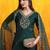 floral embroidered v-neck chanderi cotton straight kurta with trousers & dupatta