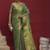 Green floral woven design banarasi linen sarees with blouse piece