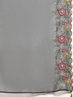 women ethnic motifs embroidered regular thread work kurta with trousers & with dupatta 6
