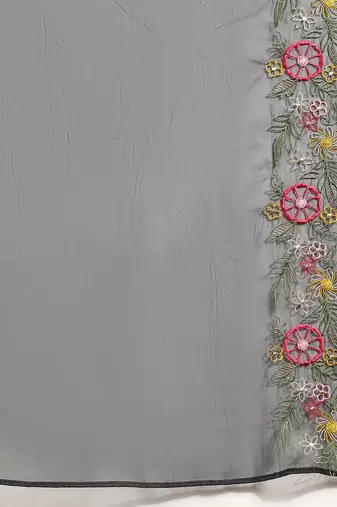 women ethnic motifs embroidered regular thread work kurta with trousers & with dupatta