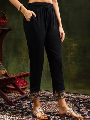 women ethnic motifs embroidered regular thread work kurta with trousers & with dupatta 7