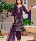 floral embroidered chanderi cotton straight kurta with trousers & dupatta