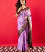 Lavender woven design zari banarasi saree