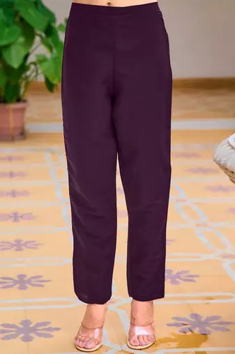floral embroidered chanderi cotton straight kurta with trousers & dupatta
