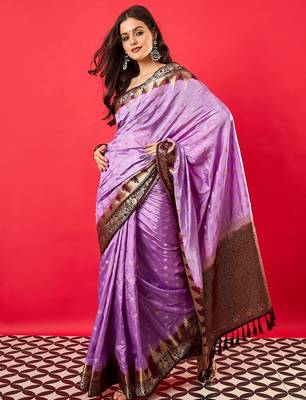 Lavender woven design zari banarasi saree 2
