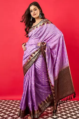 Lavender woven design zari banarasi saree