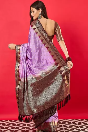 Lavender woven design zari banarasi saree