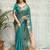 Teal woven design zari organza designer banarasi saree
