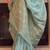 Blue women woven design jaali silk blend banarasi saree