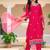 floral embroidered mirror work chanderi cotton kurta & trousers & dupatta