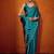 Teal embellished beads and stones satin saree