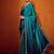 Teal embellished beads and stones satin saree