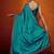 Teal embellished beads and stones satin saree
