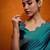 Teal embellished beads and stones satin saree
