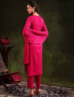 floral embroidered sequinned straight kurta with trouser & dupatta 6