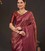 Maroon woven design zari silk blend kanjeevaram saree