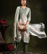 floral printed regular  silk straight kurta with trousers & dupatta