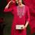 floral embroidered mirror work straight kurta with trouser & dupatta