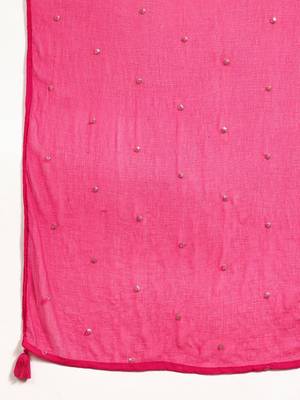 floral embroidered mirror work straight kurta with trouser & dupatta 3