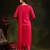 floral embroidered mirror work straight kurta with trouser & dupatta