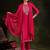 floral embroidered mirror work straight kurta with trouser & dupatta
