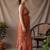 Rust checked embroidered  cotton saree with unstitched blouse piece