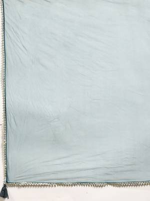 embroidered thread work chanderi cotton kurta with trousers & dupatta 3
