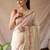 Off white checked woven design zari silk blend saree with blouse