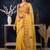 Yellow floral embroidered  cotton saree