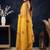 Yellow floral embroidered  cotton saree