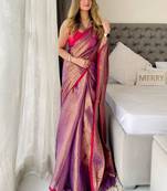 Purple woven design tissue kasavu saree