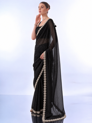 embellished poly satin designer saree 2